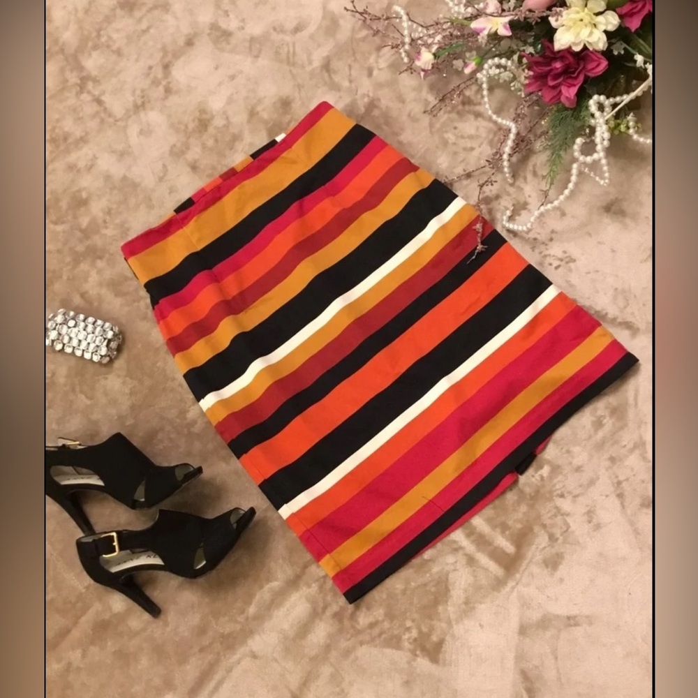 NWOT Worthington Striped Color Straight Skirt. Sz12